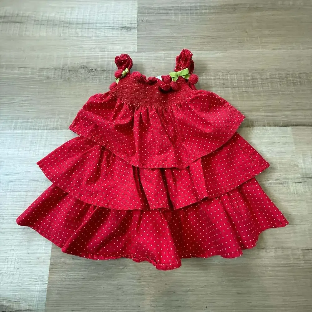 Gymboree Red Polka Dot Tiered Ruffle Dress 6-12 Mos